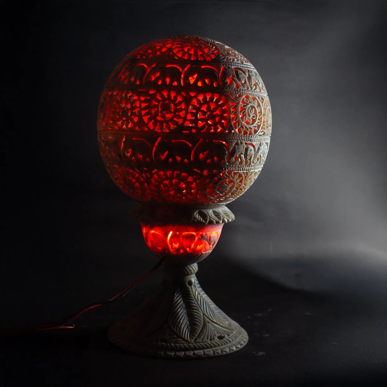 Varanasi Soft Stone Jali - Table Lamp White