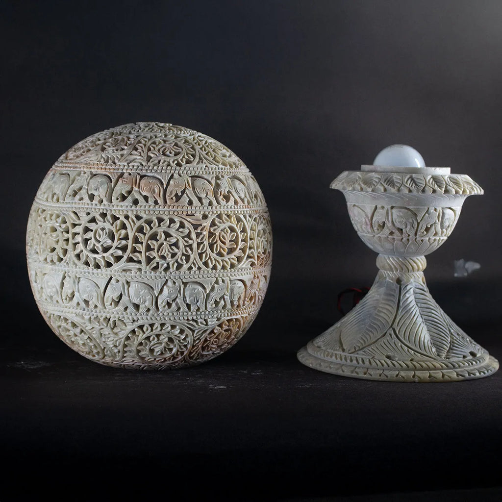 Varanasi Soft Stone Jali - Table Lamp