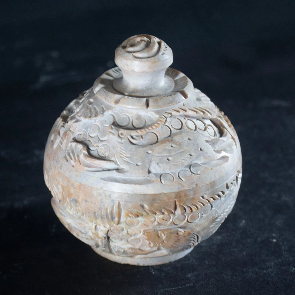 Varanasi Soft Stone Jali - Small Bowl With Lid Cover