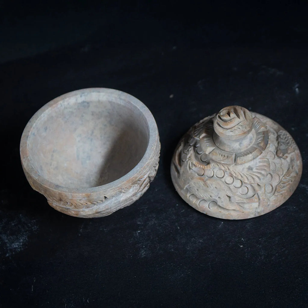 Varanasi Soft Stone Jali - Small Bowl With Lid Cover