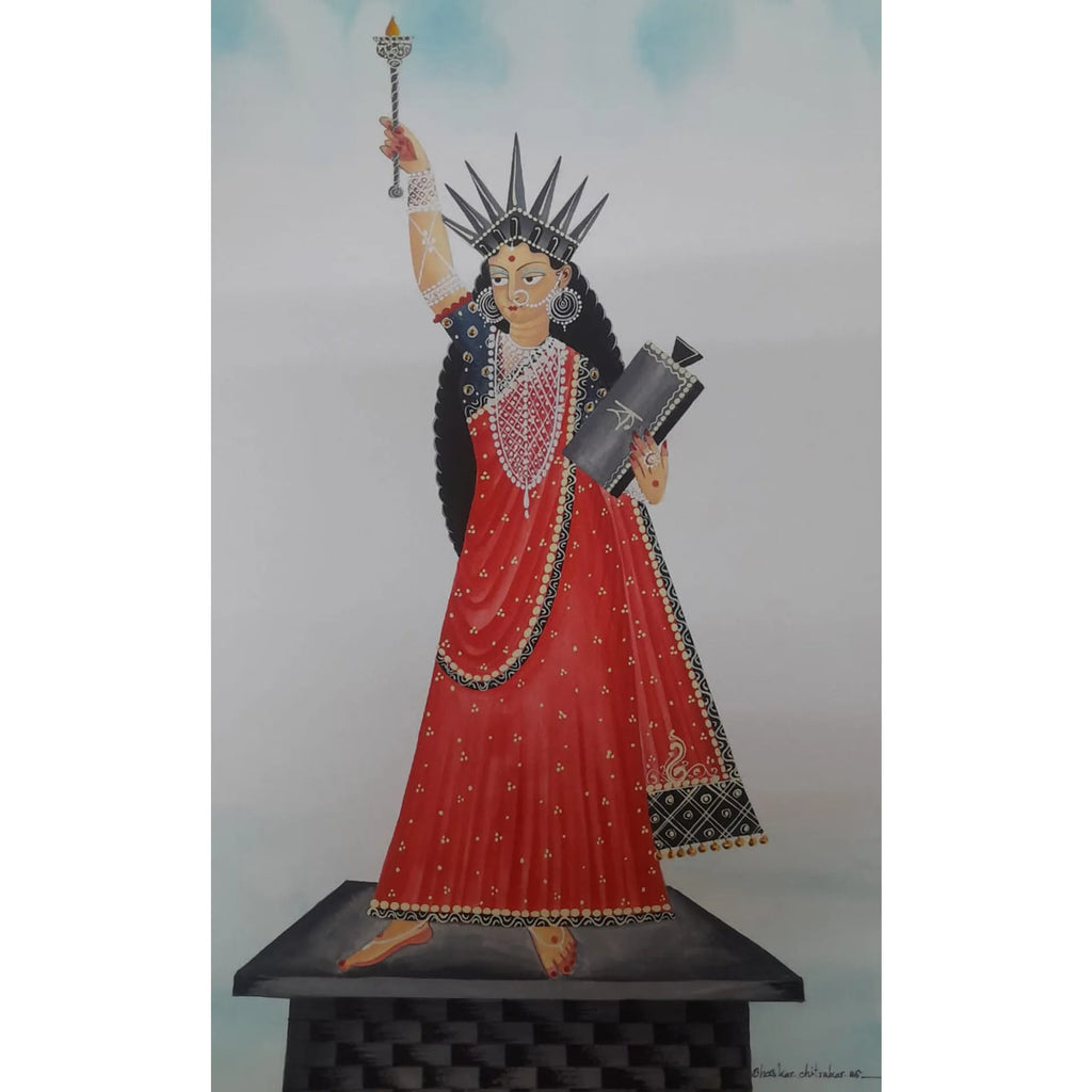Kalighat - The statue of liberty in Kalighat style