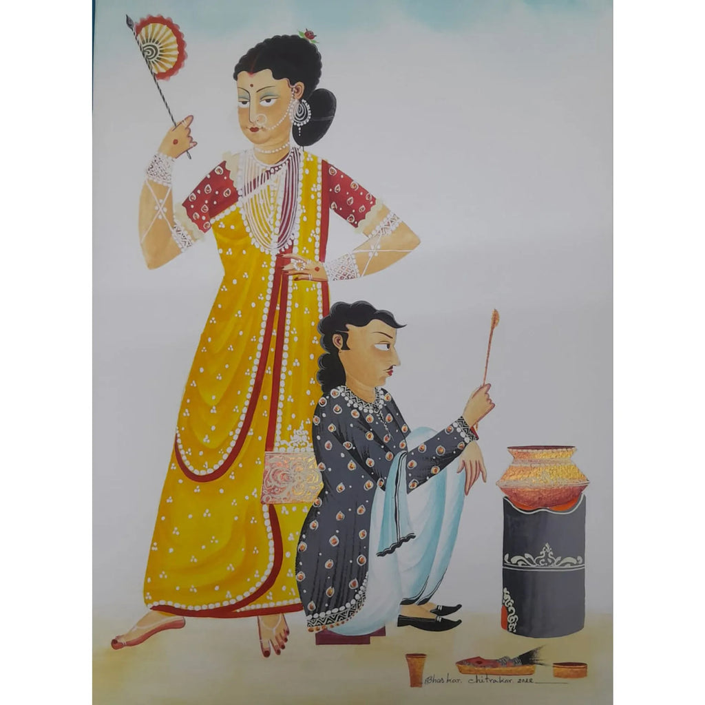 Kalighat - Babu cooking for biwi