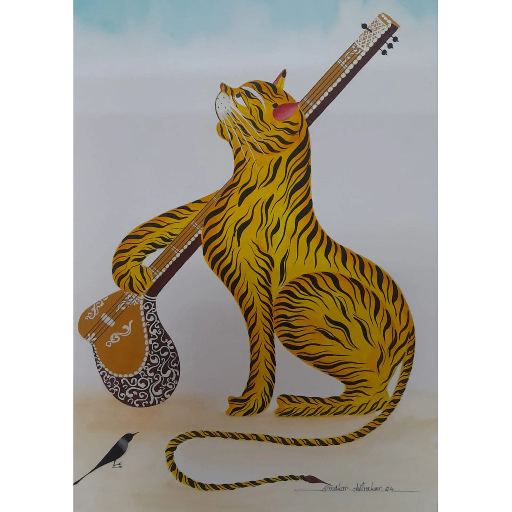 Kalighat - The Cat Playing Sitar