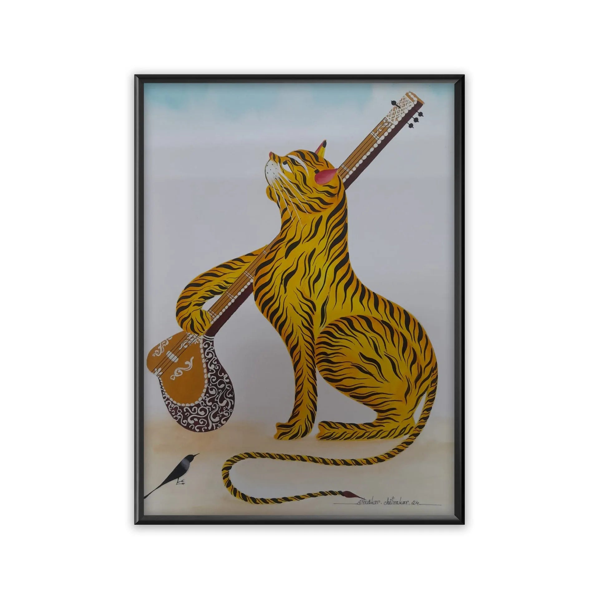 Kalighat - The Cat Playing Sitar
