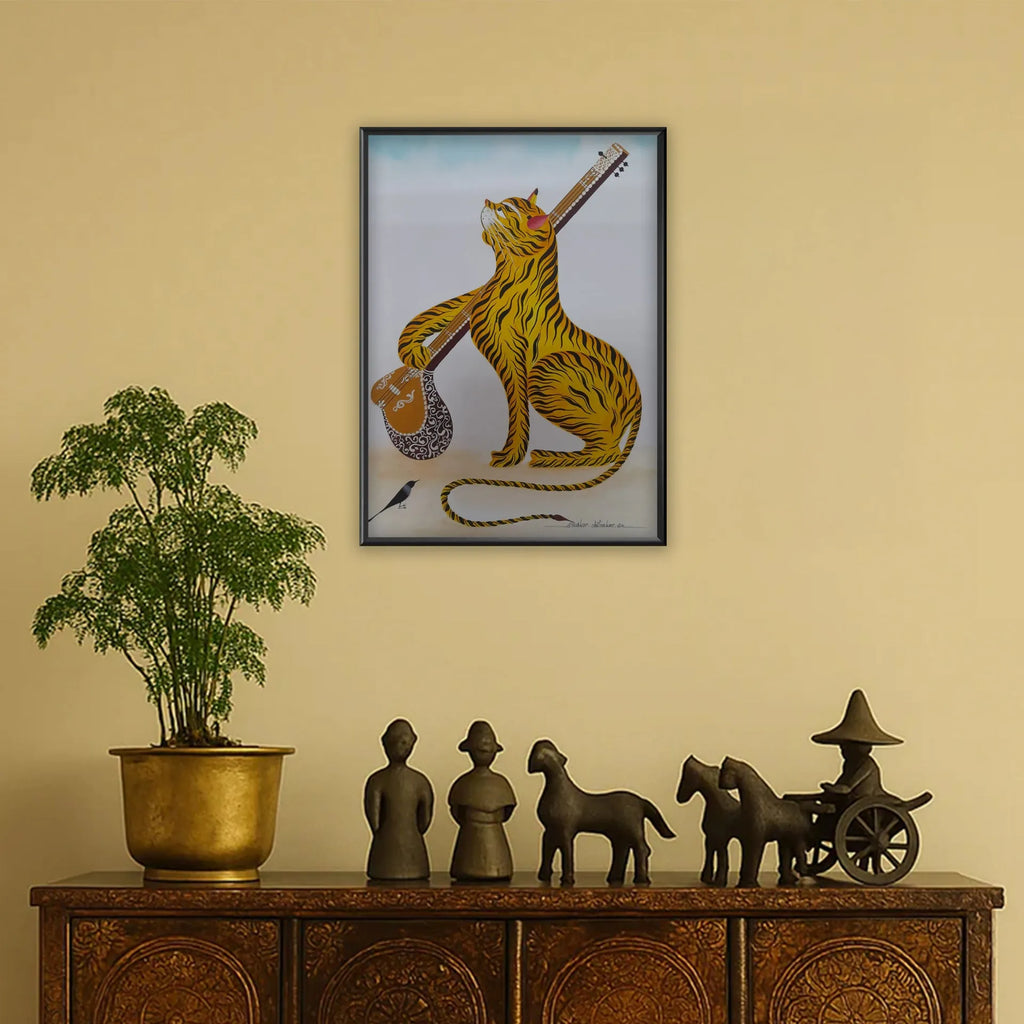 Kalighat - The Cat Playing Sitar