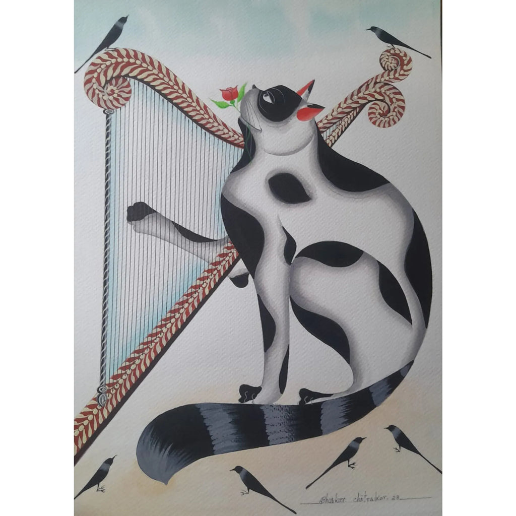 Kalighat - Cat Playing the Harp