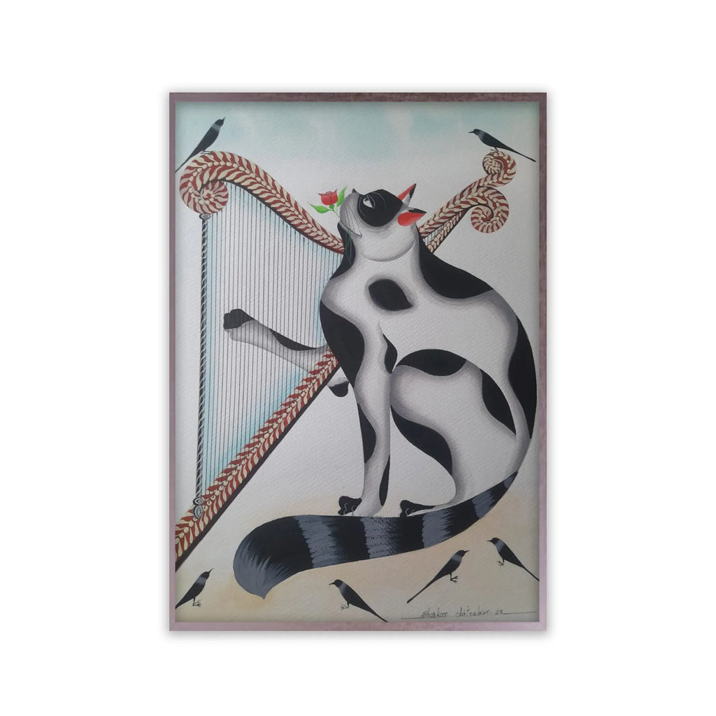 Kalighat - Cat Playing the Harp