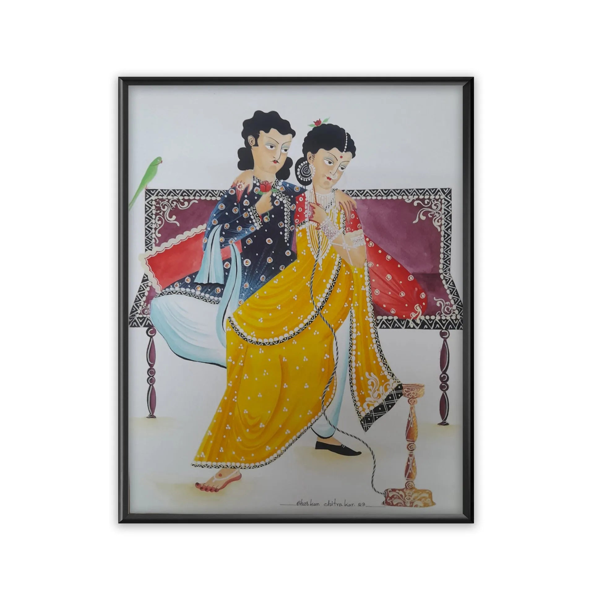 Kalighat - Babu and Biwi Enjoying Hookah