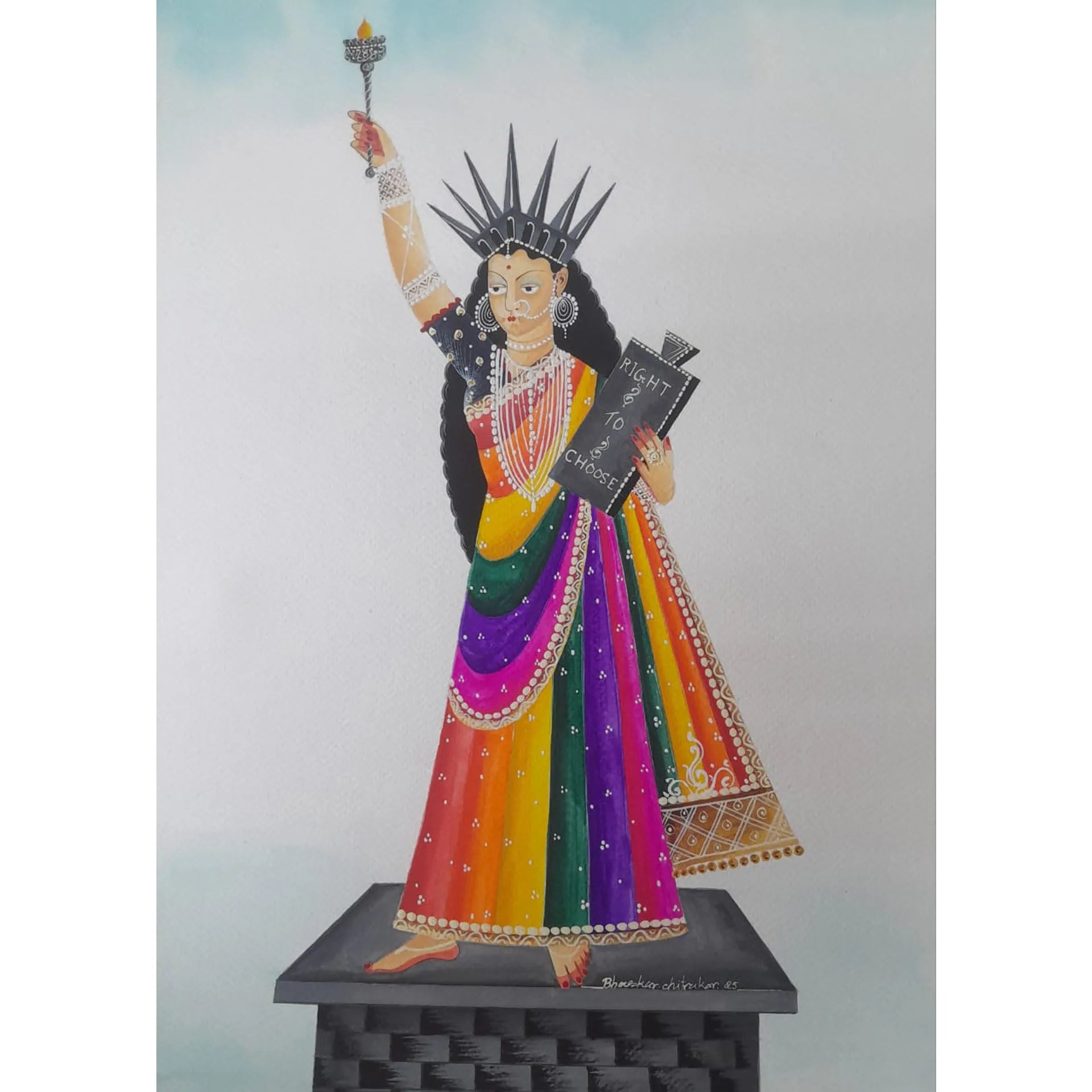 Kalighat - The statue of Liberty in Kalighat Style