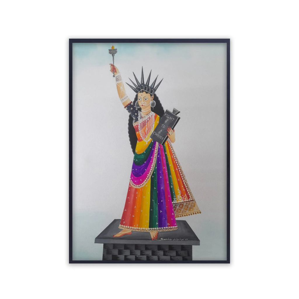 Kalighat - The statue of Liberty in Kalighat Style