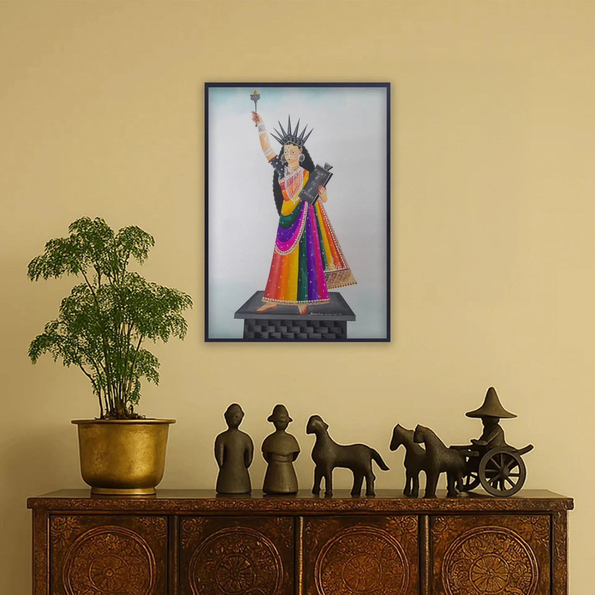 Kalighat - The statue of Liberty in Kalighat Style