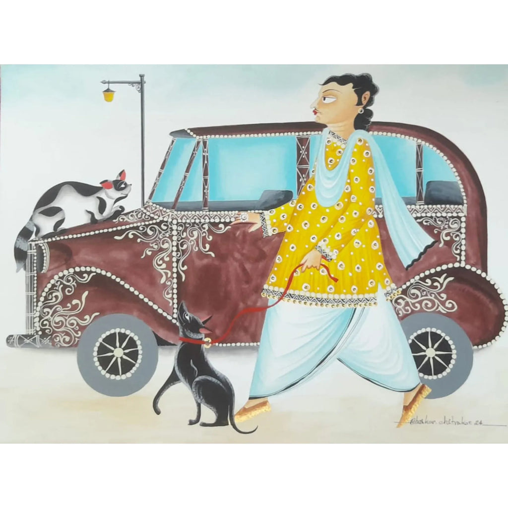 Kalighat - Bengali babu walking by the road