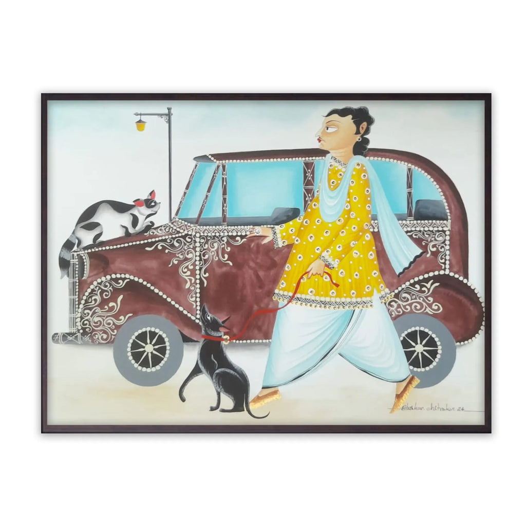 Kalighat - Bengali babu walking by the road