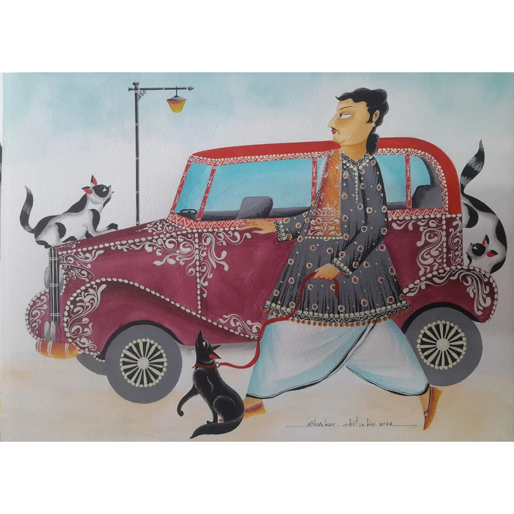 Kalighat - Bengali Babu Walking by the Road