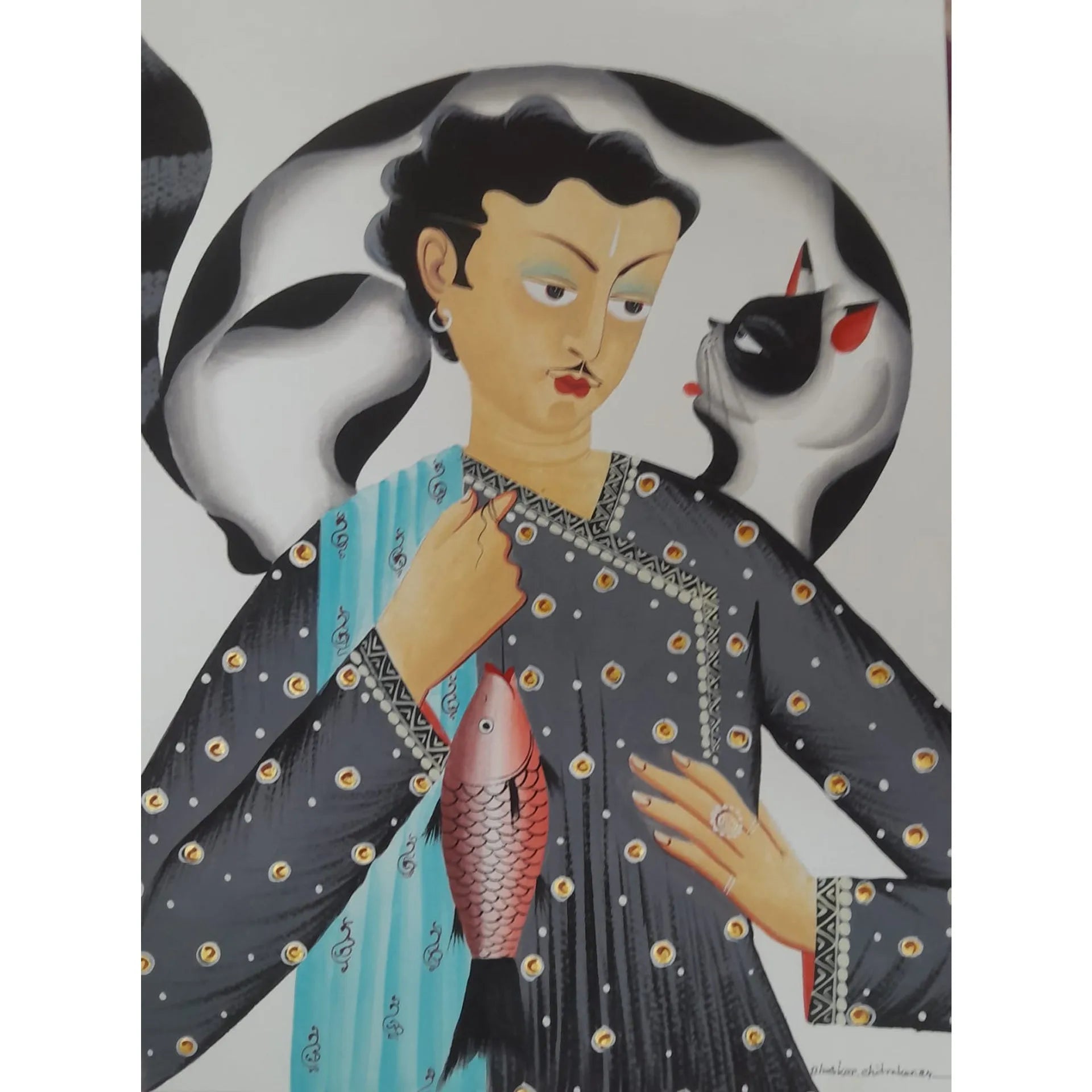 Kalighat - Babu, Cat and Fish