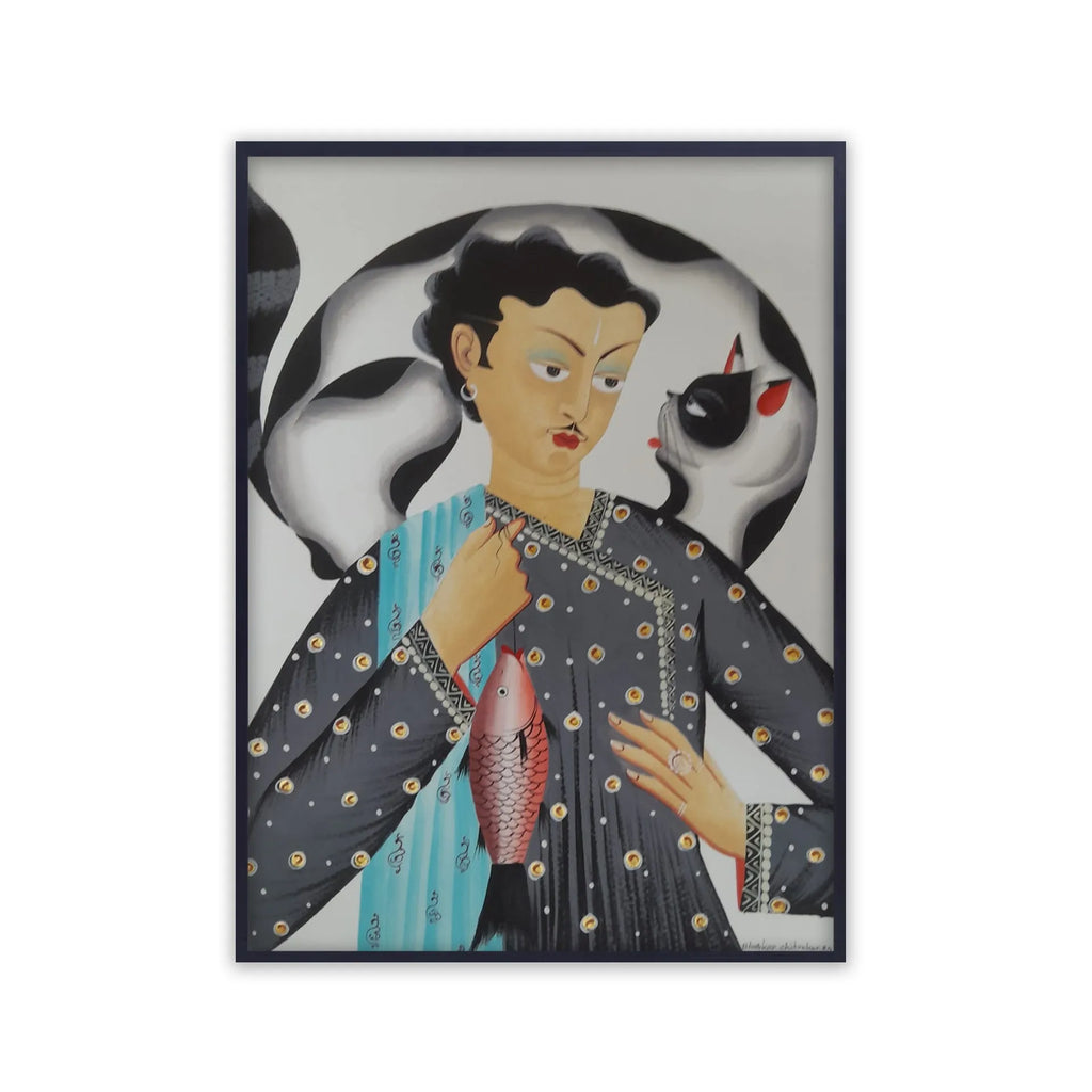 Kalighat - Babu, Cat and Fish