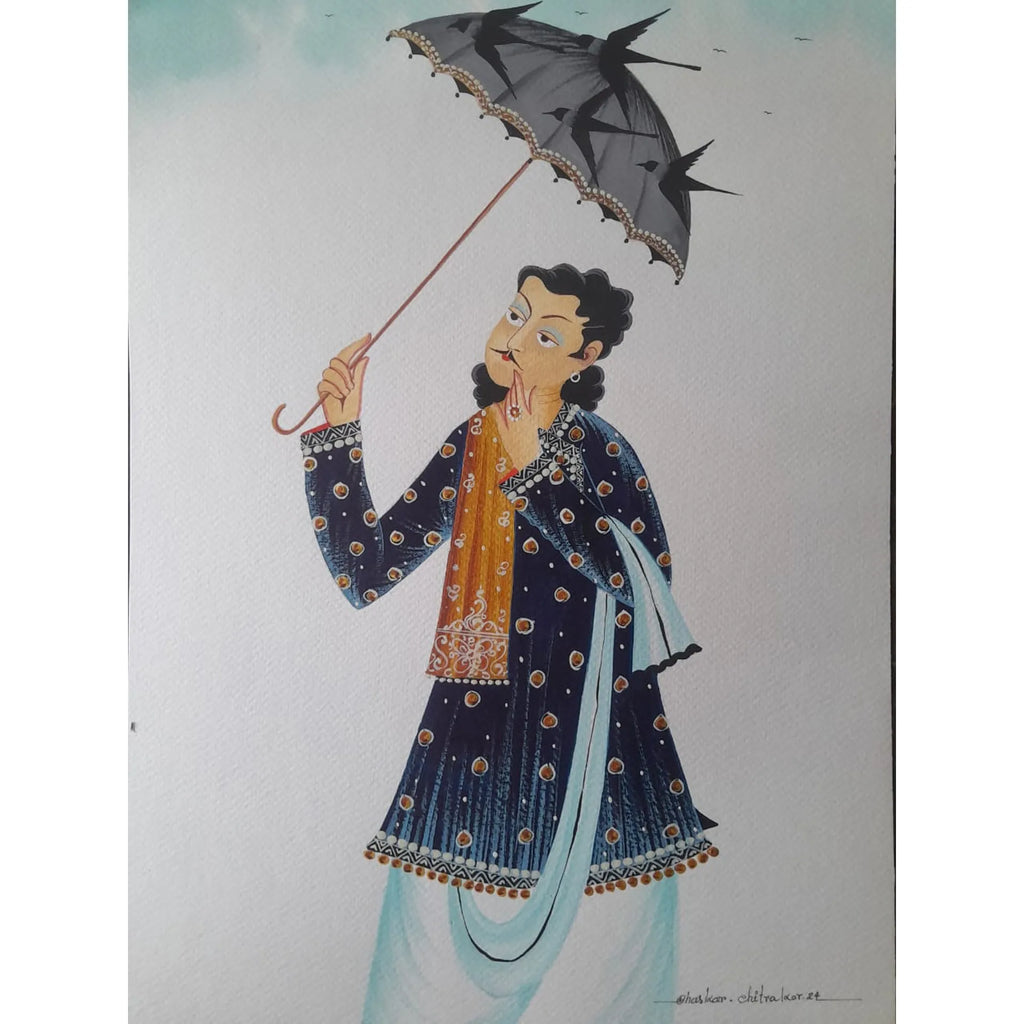 Kalighat - Babu with the umbrella