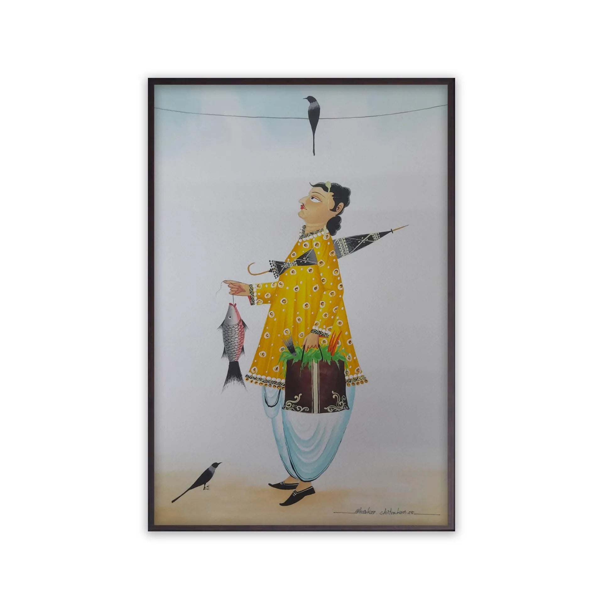 Kalighat - Babu Walking Back from His Shopping