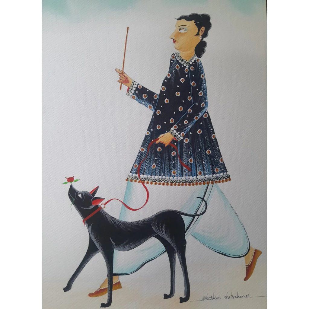 Kalighat - Babu walking with his dog