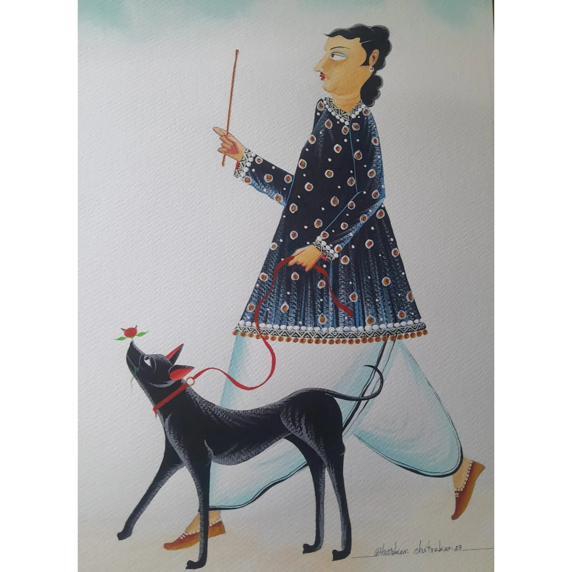 Kalighat - Babu walking with his dog