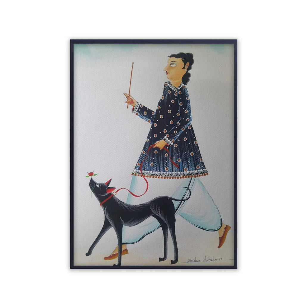 Kalighat - Babu walking with his dog