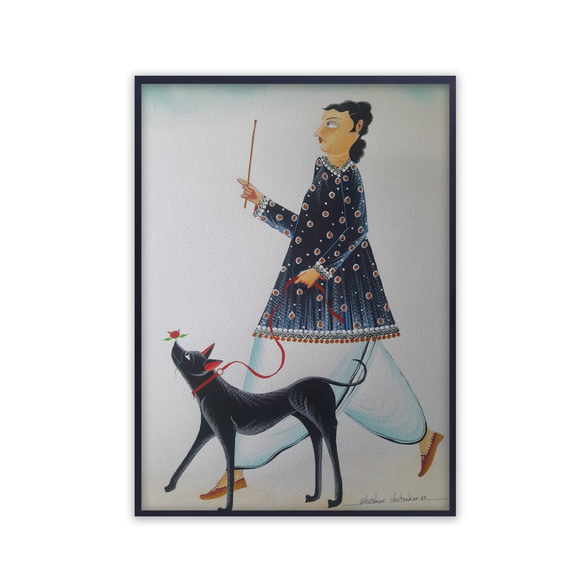 Kalighat - Babu walking with his dog