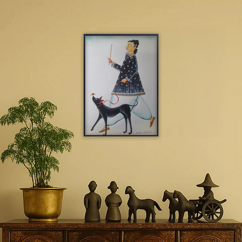 Kalighat - Babu walking with his dog