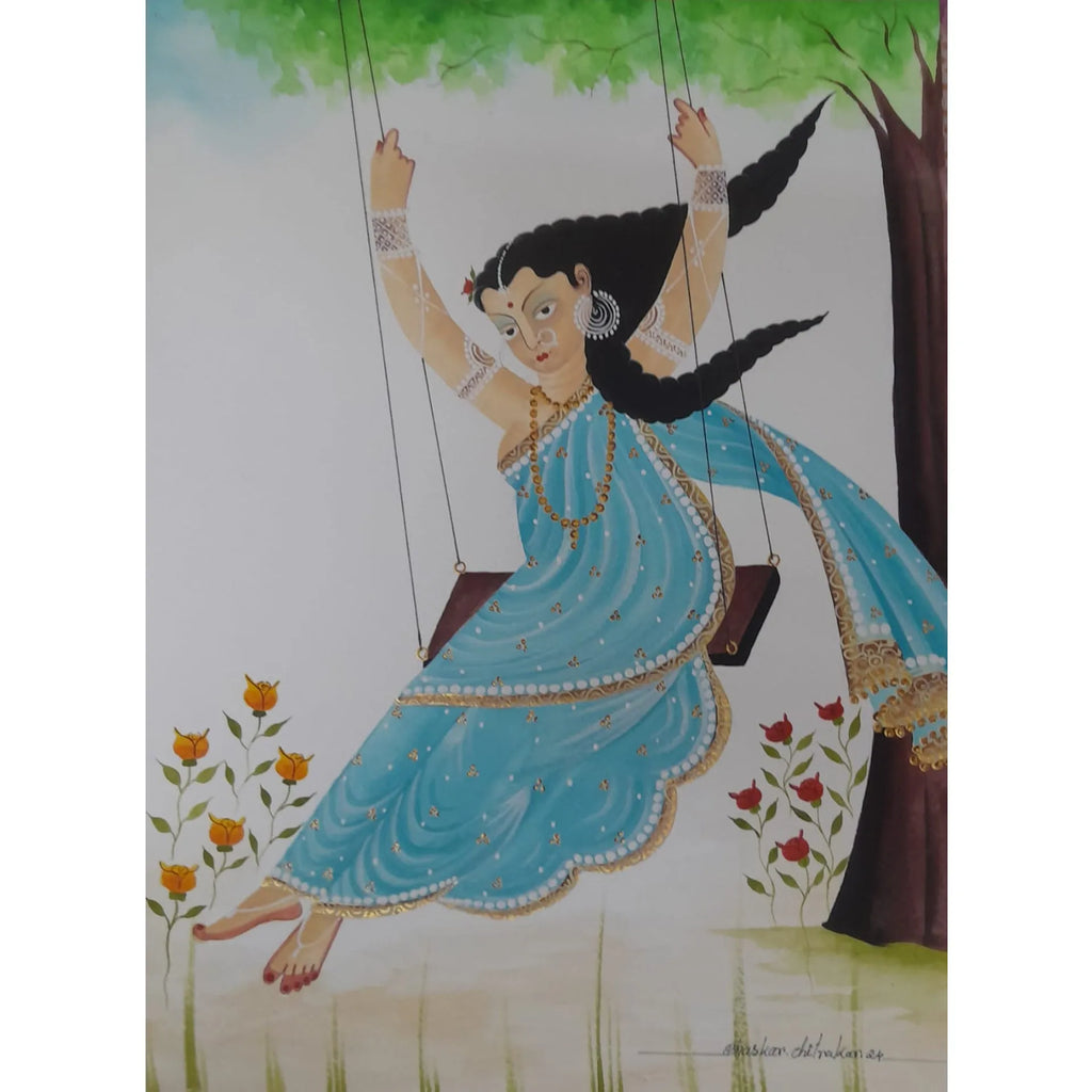 Kalighat - Biwi enjoying the swing