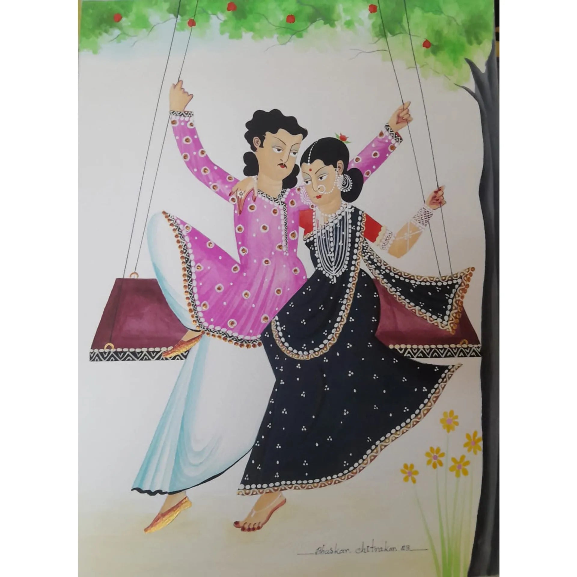 Kalighat - Babu and biwi enjoying the swing