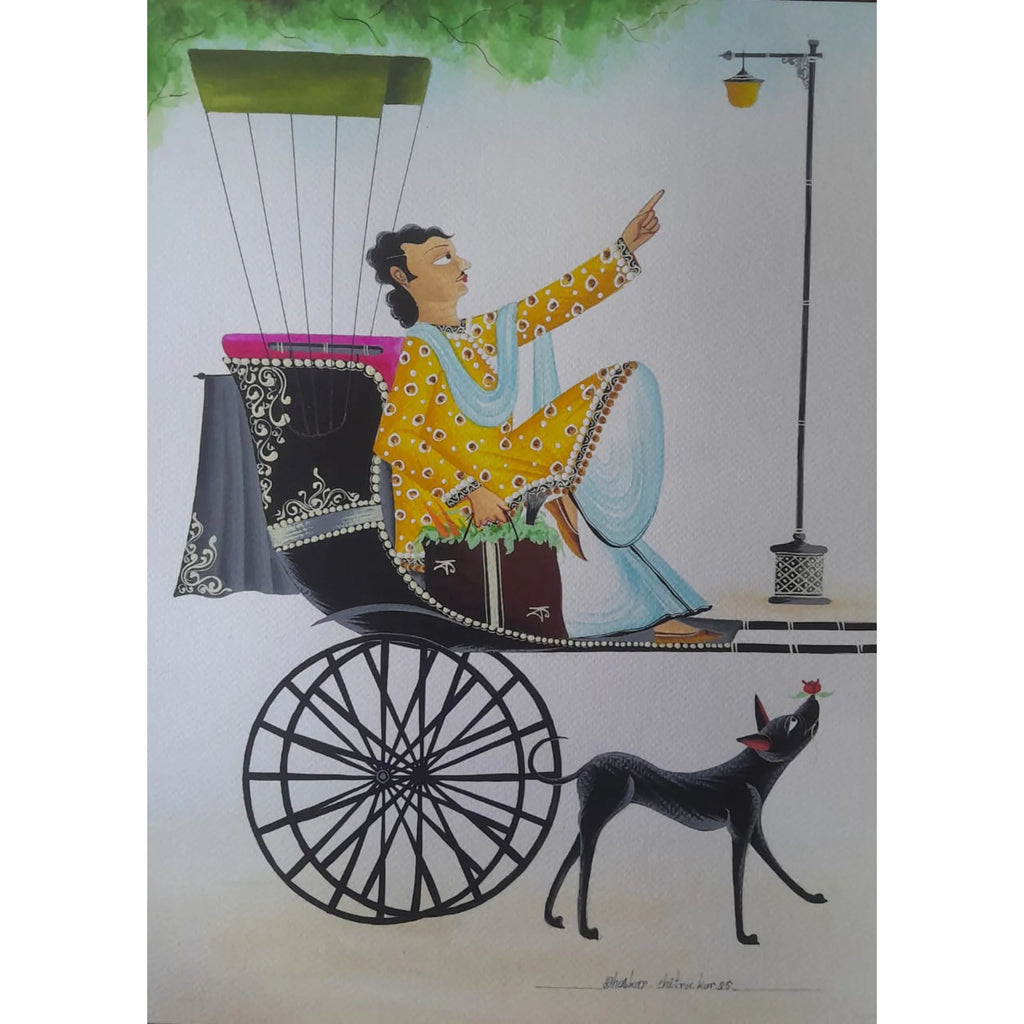 Kalighat - Babu Riding the Rikshaw