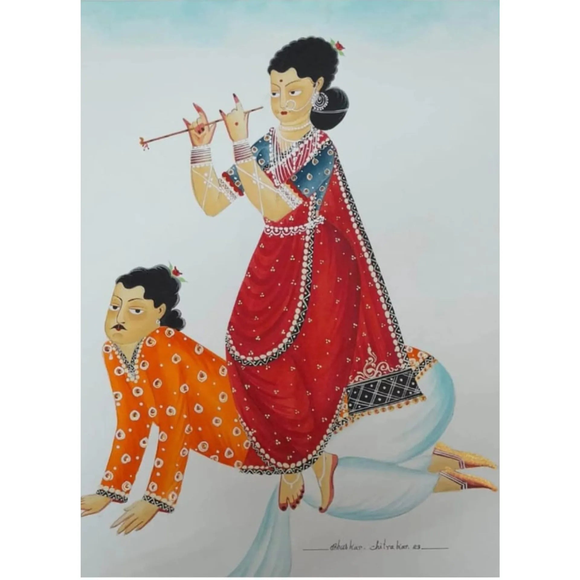 Kalighat - Biwi and babu playing shree Krisha and his cow