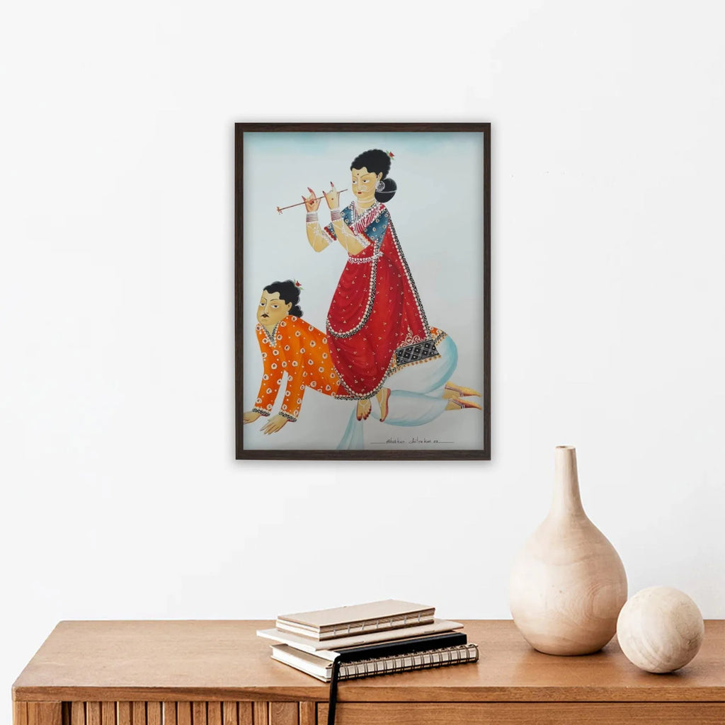 Kalighat - Biwi and babu playing shree Krisha and his cow