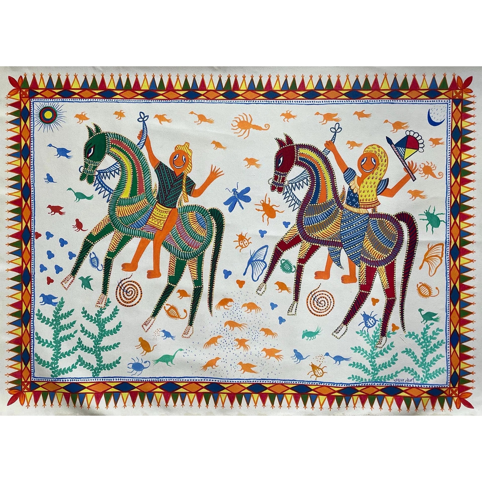 Pithora Art - A Lively Saga: Horseback Warriors in Folk Art