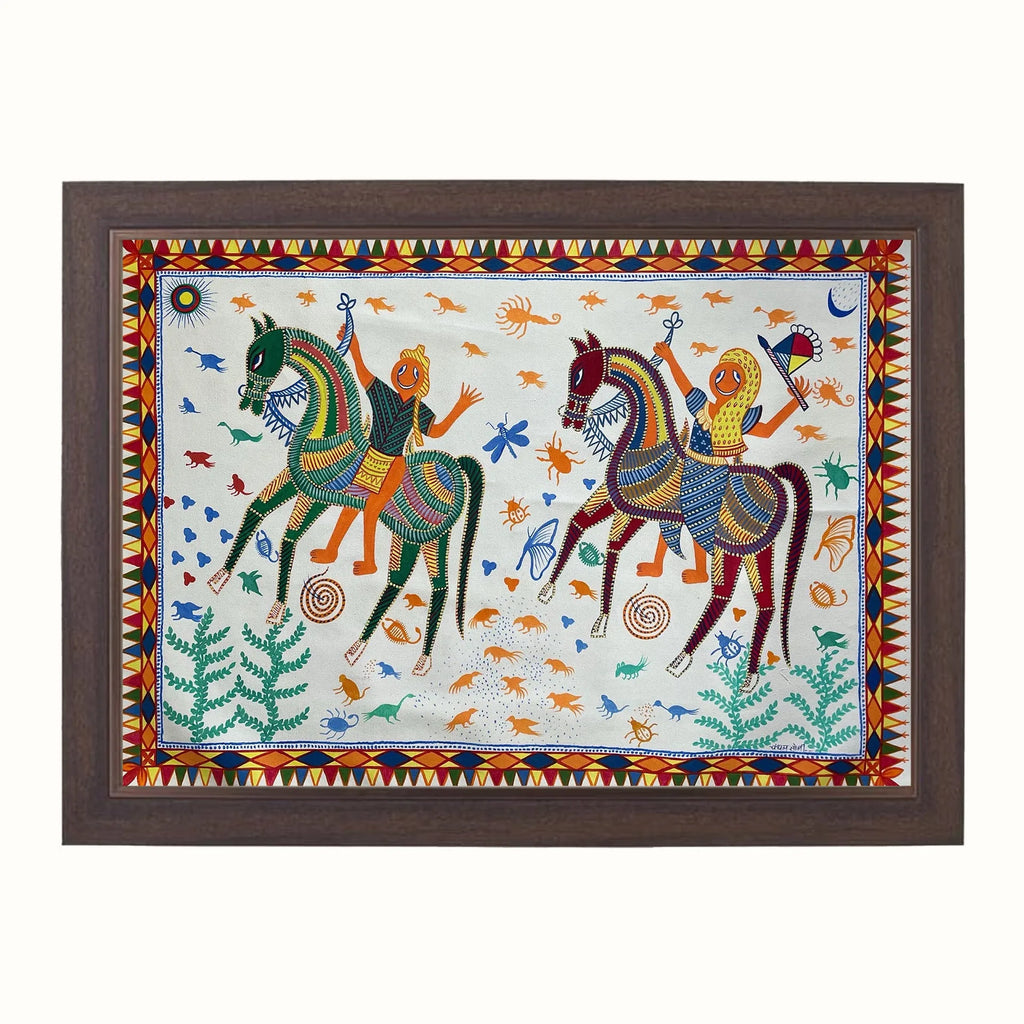 Pithora Art - A Lively Saga: Horseback Warriors in Folk Art