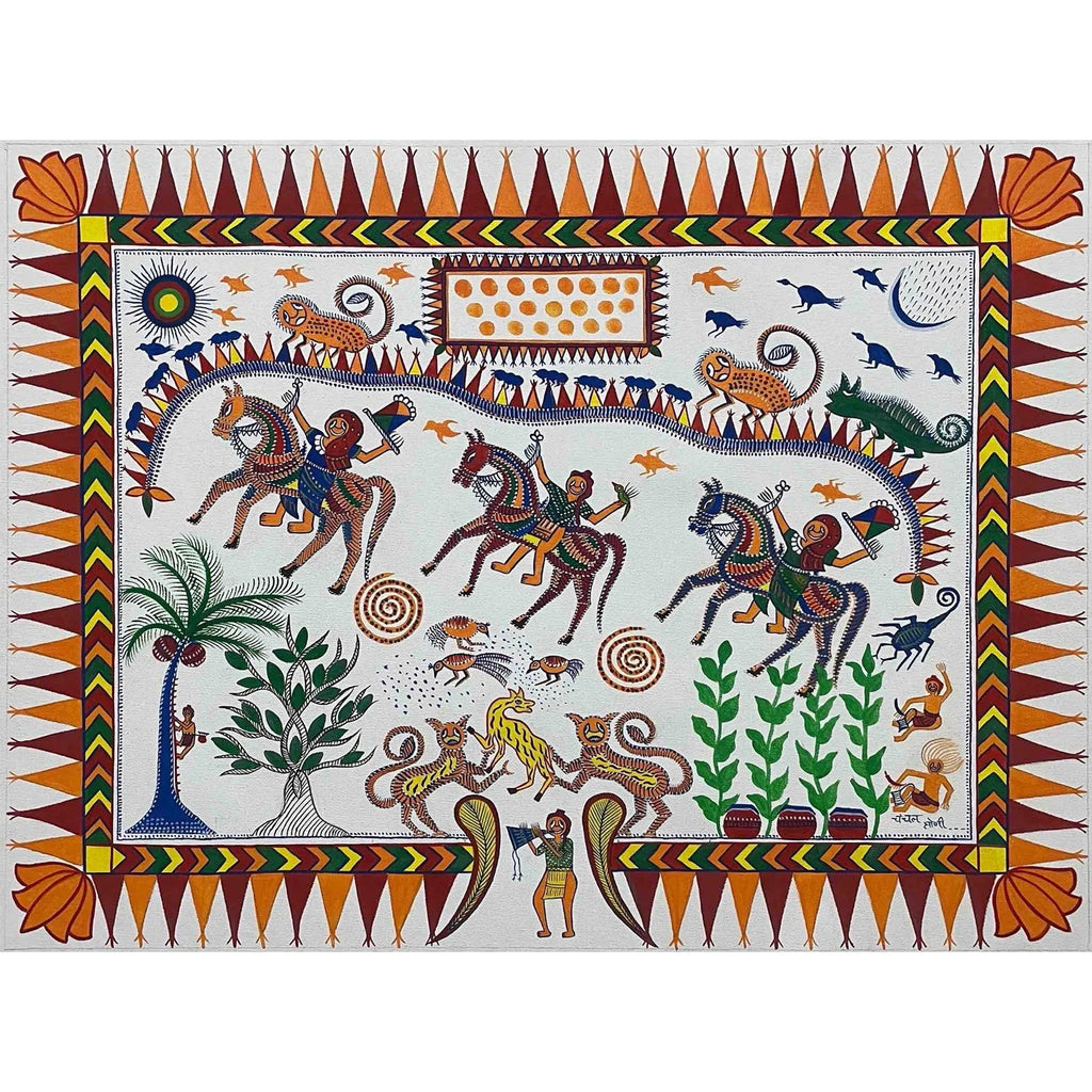 Pithora Art - Echoes of the Tribal Hunt