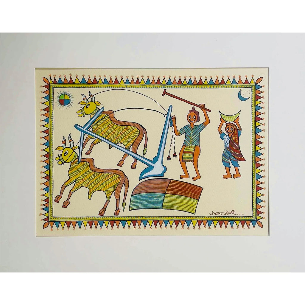 Pithora Art - हल चलाता किसान(A farmer driving a plough)