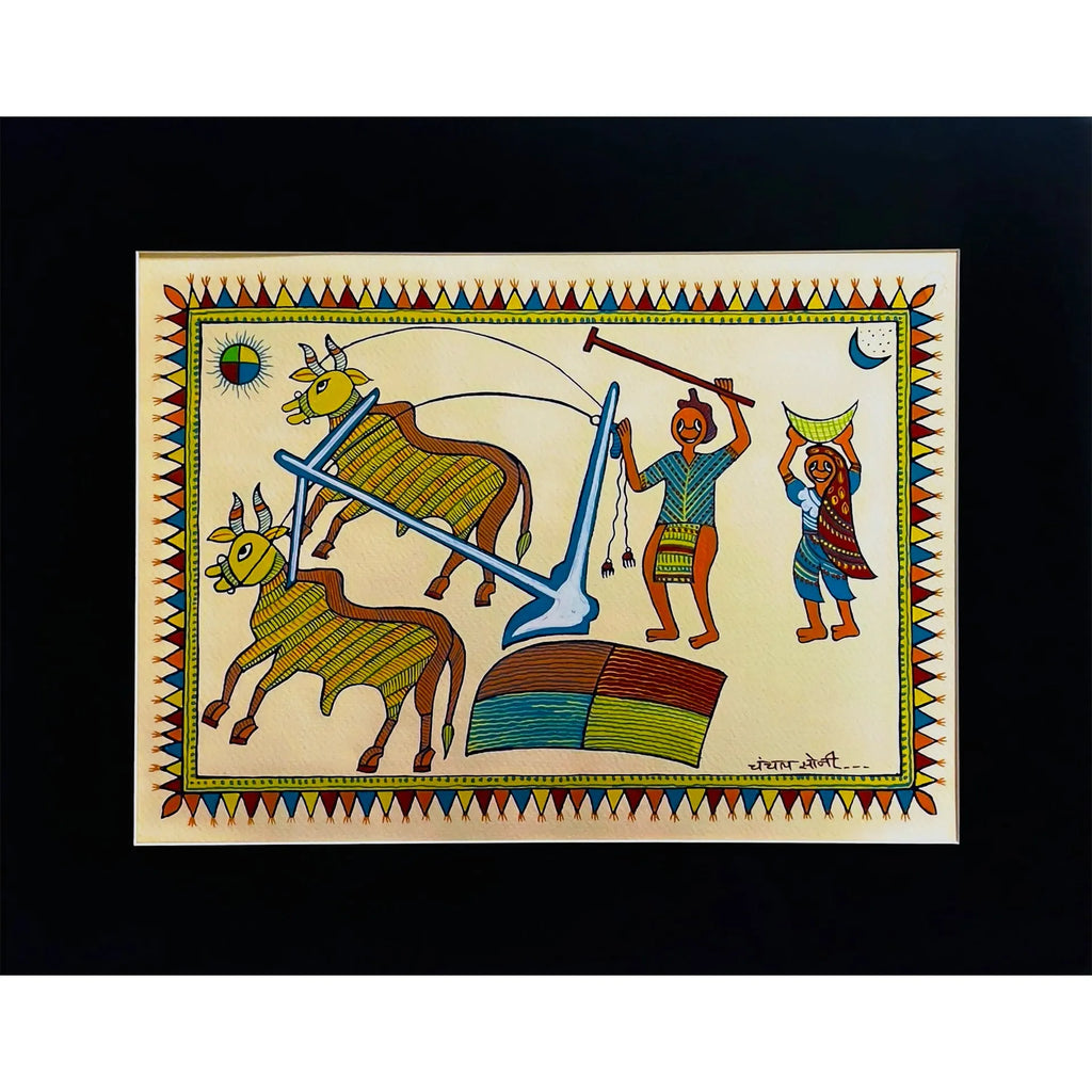 Pithora Art - हल चलाता किसान(A farmer driving a plough)
