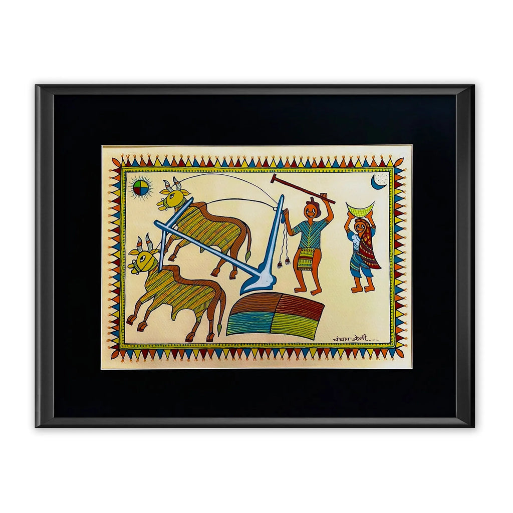 Pithora Art - हल चलाता किसान(A farmer driving a plough)