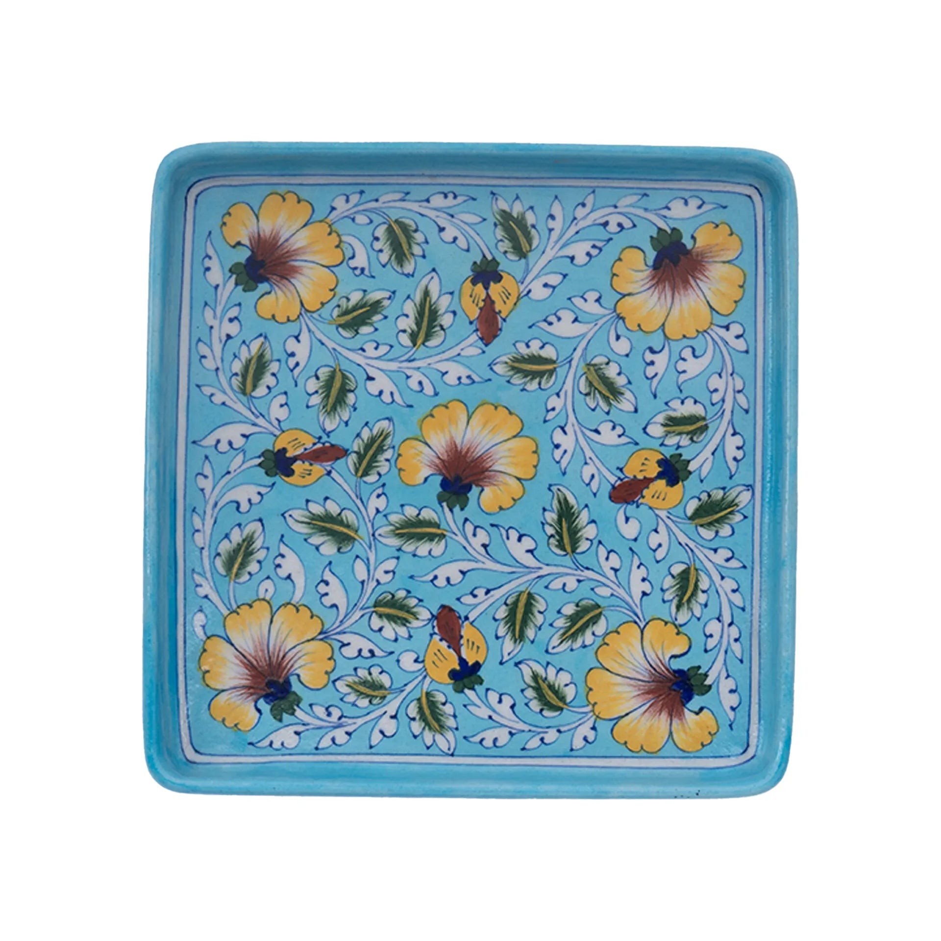 Blue Pottery - TRAY 9 BY 9 INCHES