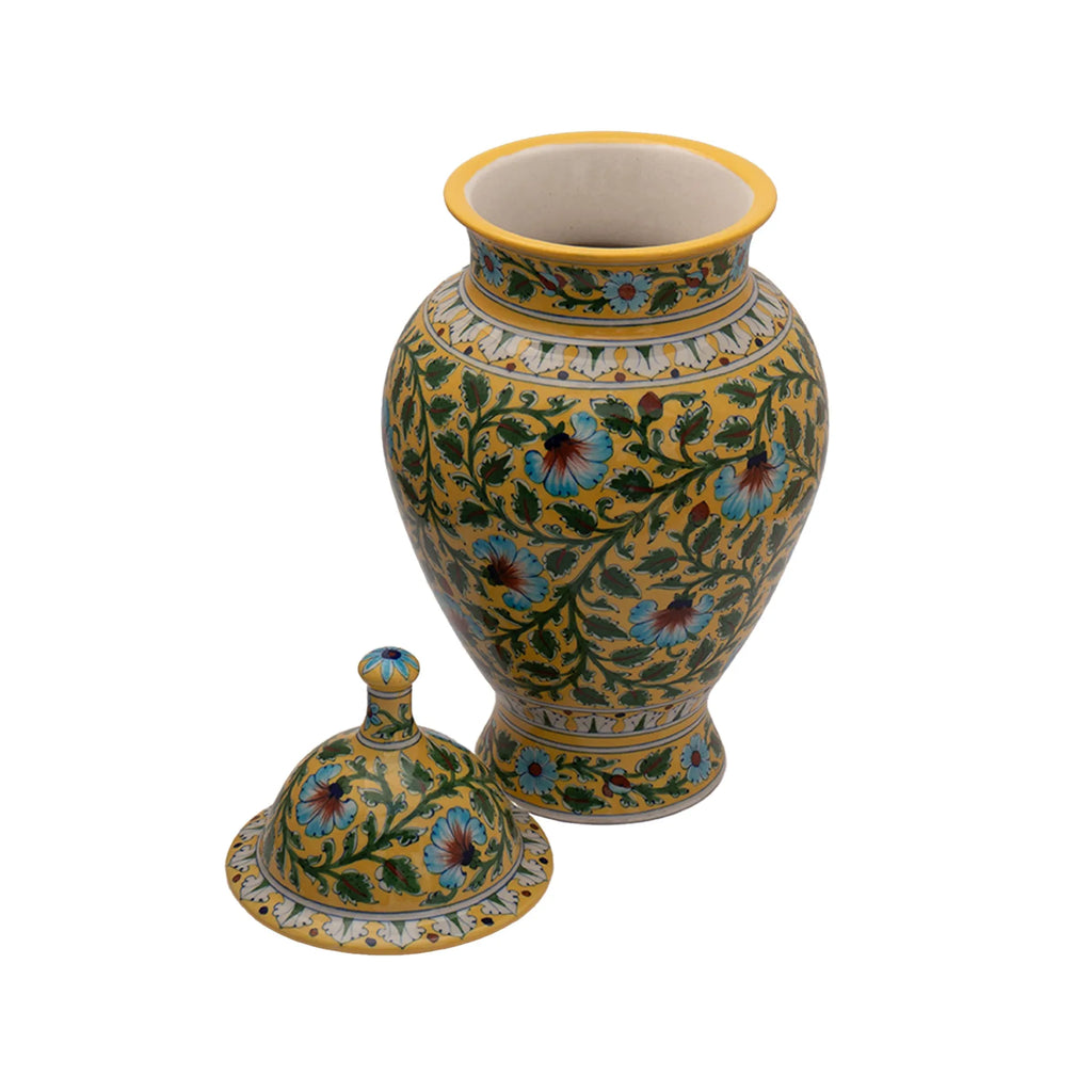 Blue Pottery - Lid Vase 16 inches