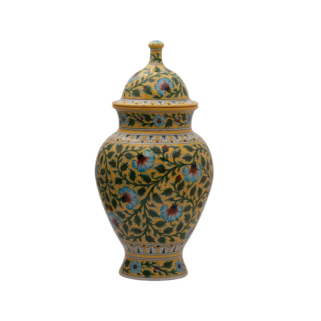 Blue Pottery - Lid Vase 16 inches