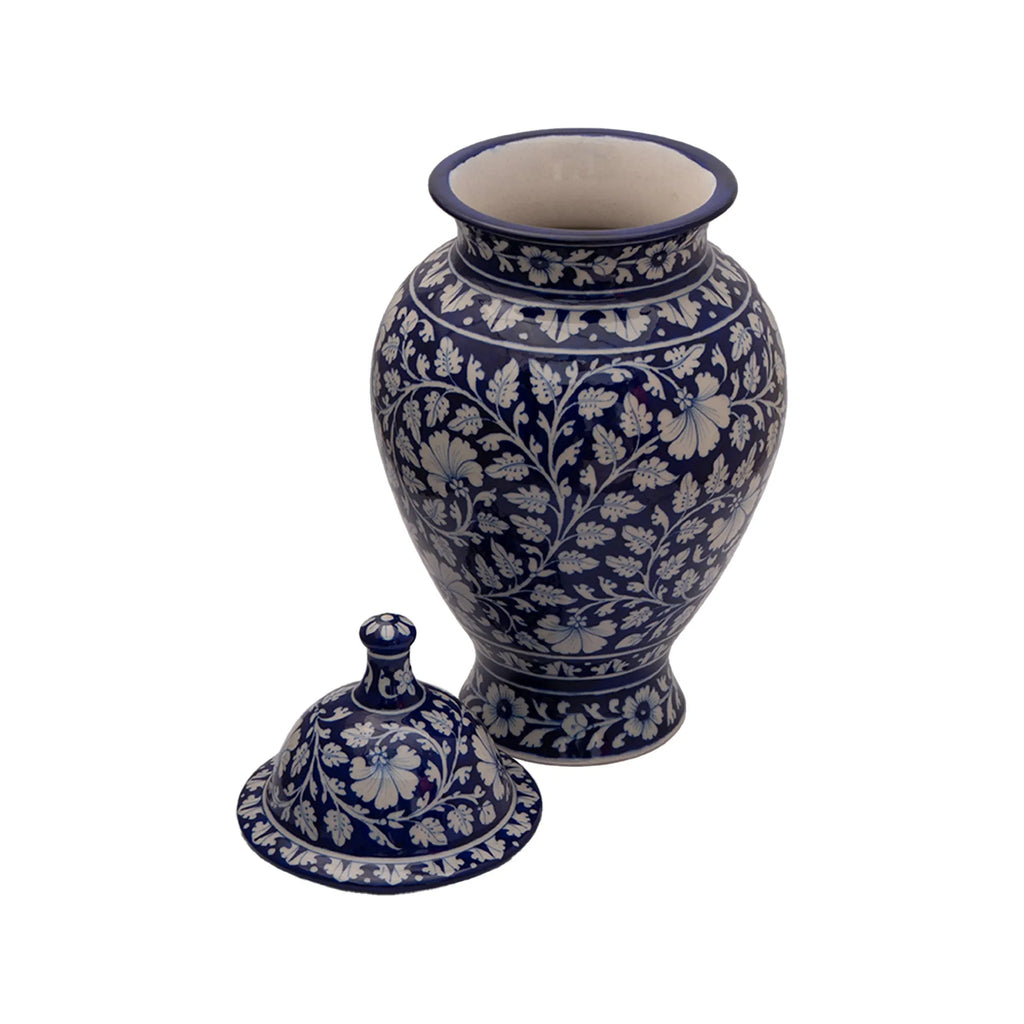 Blue Pottery - Lid Vase 16 inches