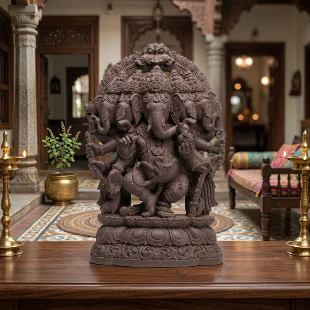 Orissa Stone Sculpture - Panchmukhi Ganesha