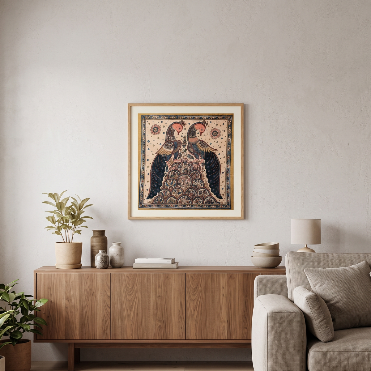 Kalamkari - Peacocks in Kalamkari