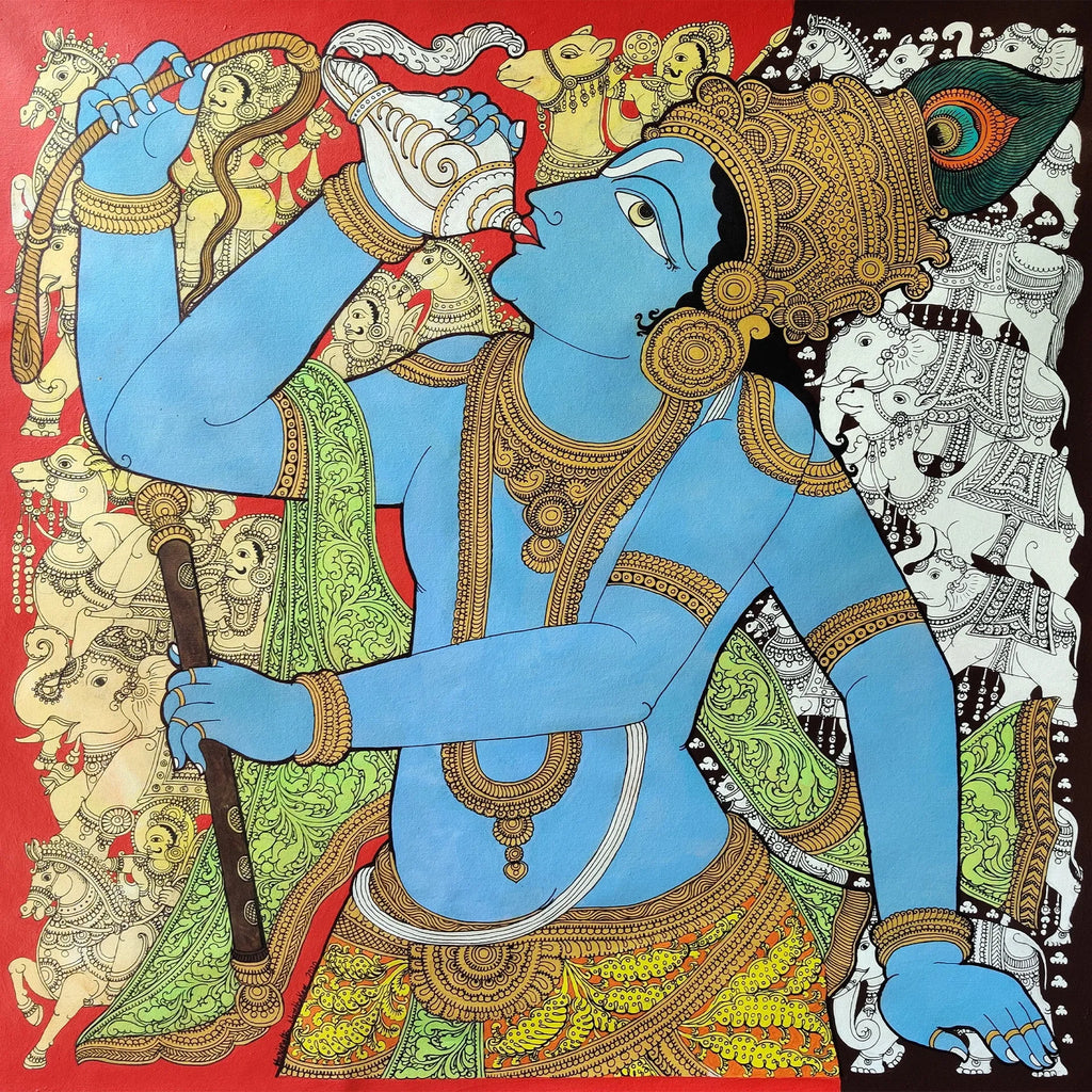 Kalamkari - Krisha in Battlefield