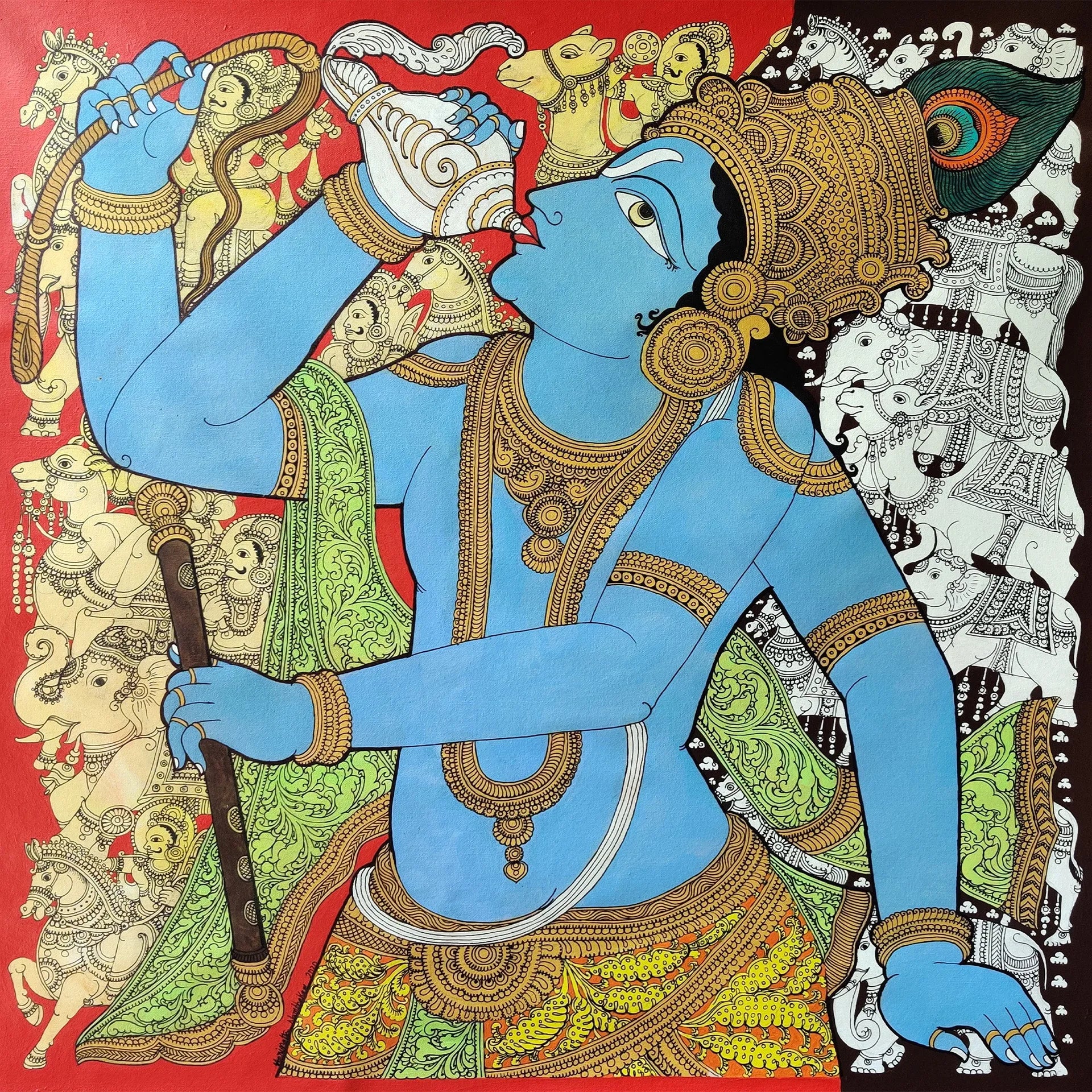 Kalamkari - Krisha in Battlefield