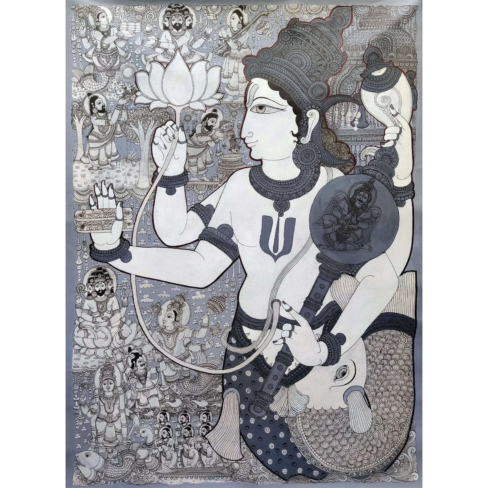 Kalamkari - Lord Vishnu- Matsyavataram