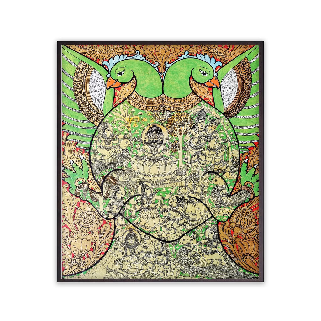 Kalamkari - Parrot-Rathi Manmada