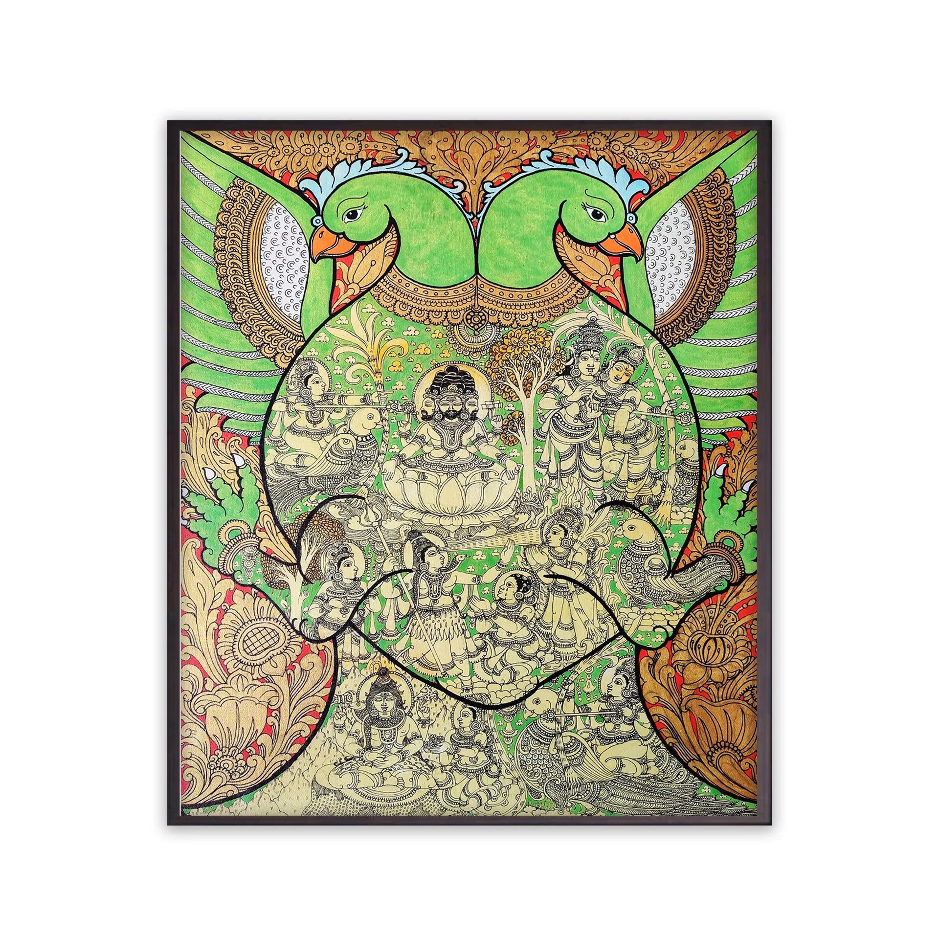 Kalamkari - Parrot-Rathi Manmada