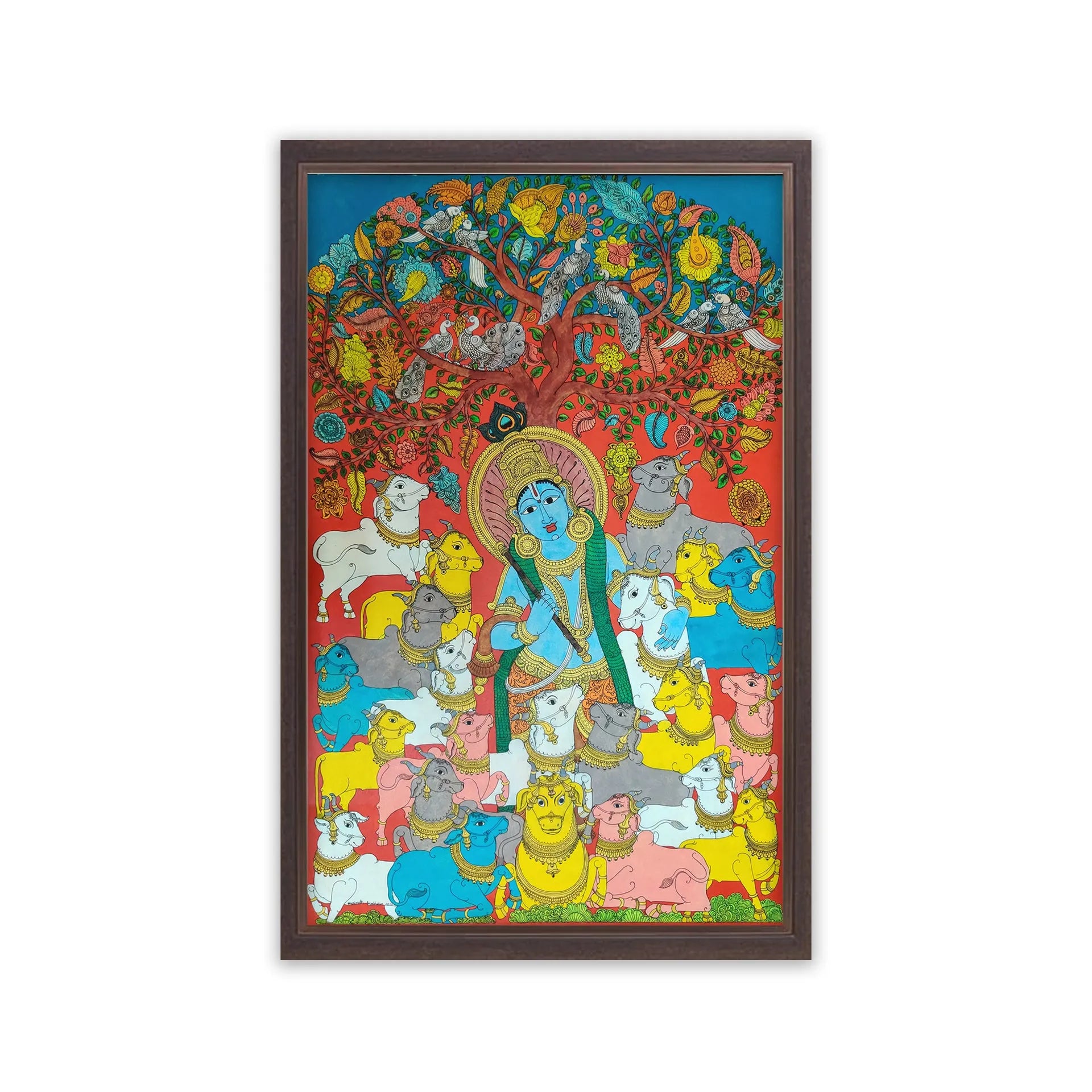 Kalamkari - Krisha and Cows